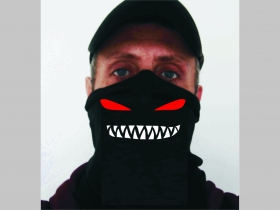 Skull Smile čierna univerzálna elastická multifunkčná šatka vhodná na prekritie úst a nosa aj na turistiku pre chladenie krku v horúcom počasí